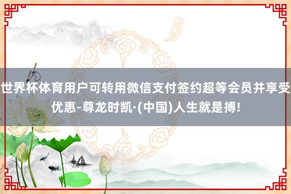 世界杯体育用户可转用微信支付签约超等会员并享受优惠-尊龙时凯·(中国)人生就是搏!