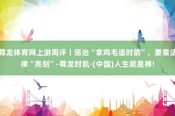 尊龙体育网上游周评丨惩治“拿鸡毛适时箭”，要靠法律“亮剑”-