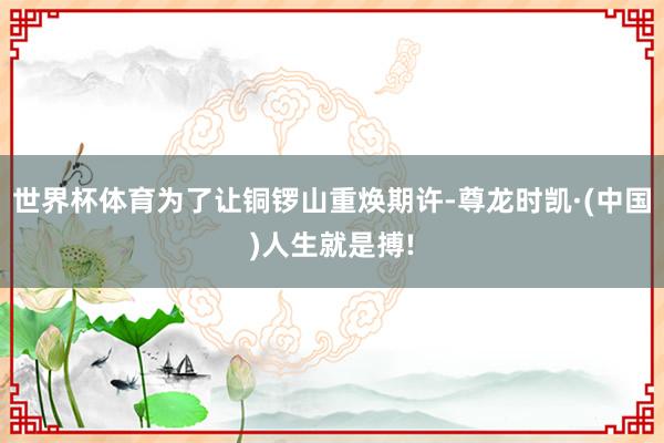 世界杯体育为了让铜锣山重焕期许-尊龙时凯·(中国)人生就是搏