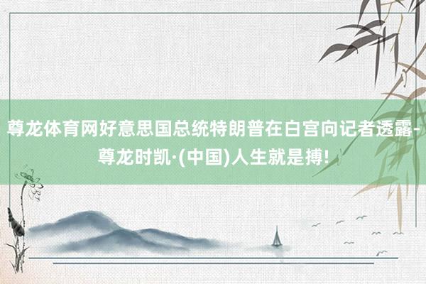 尊龙体育网好意思国总统特朗普在白宫向记者透露-尊龙时凯·(中国)人生就是搏!