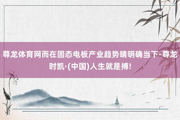 尊龙体育网而在固态电板产业趋势晴明确当下-尊龙时凯·(中国)