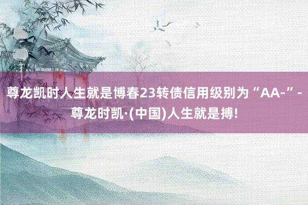尊龙凯时人生就是博春23转债信用级别为“AA-”-尊龙时凯·