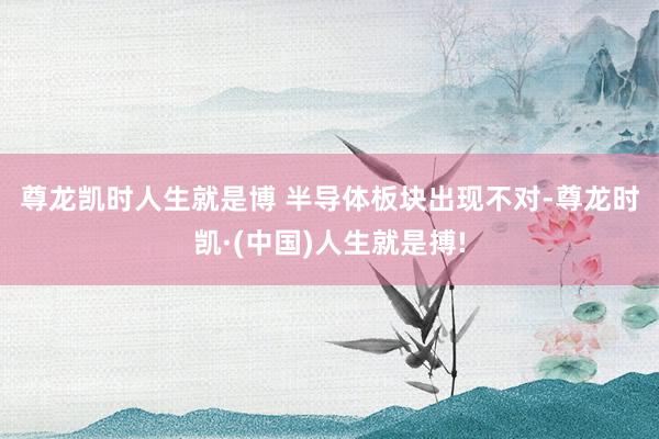 尊龙凯时人生就是博 　　半导体板块出现不对-尊龙时凯·(中国
