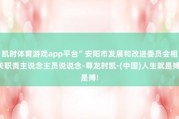 凯时体育游戏app平台”安阳市发展和改进委员会相关职责主说念