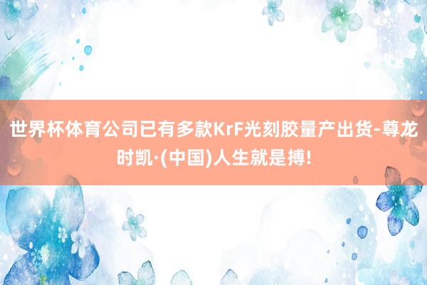 世界杯体育公司已有多款KrF光刻胶量产出货-尊龙时凯·(中国