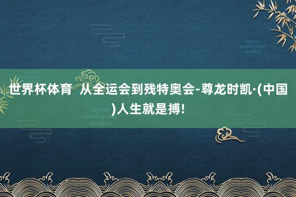 世界杯体育  从全运会到残特奥会-尊龙时凯·(中国)人生就是