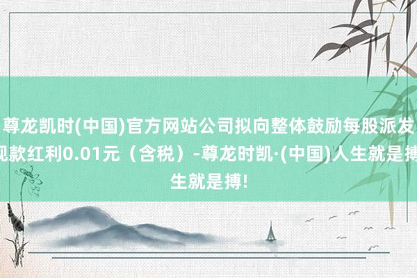 尊龙凯时(中国)官方网站公司拟向整体鼓励每股派发现款红利0.01元(含税)-尊龙时凯·(中国)人生就是搏!